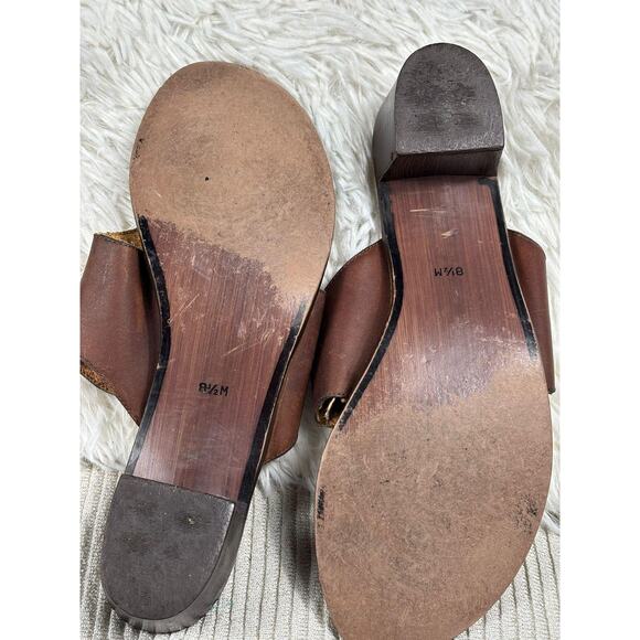 Enzo Angiolini Shoes Womens Size 8.5M Brown Leather Thong Block Heel Sandals - Picture 7 of 8